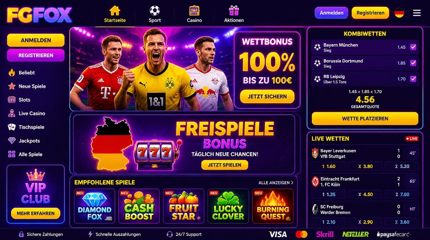 Casino-Schnittstelle zeigt Sportwetten-Boni und Kombi-Angebote in Deutschland
